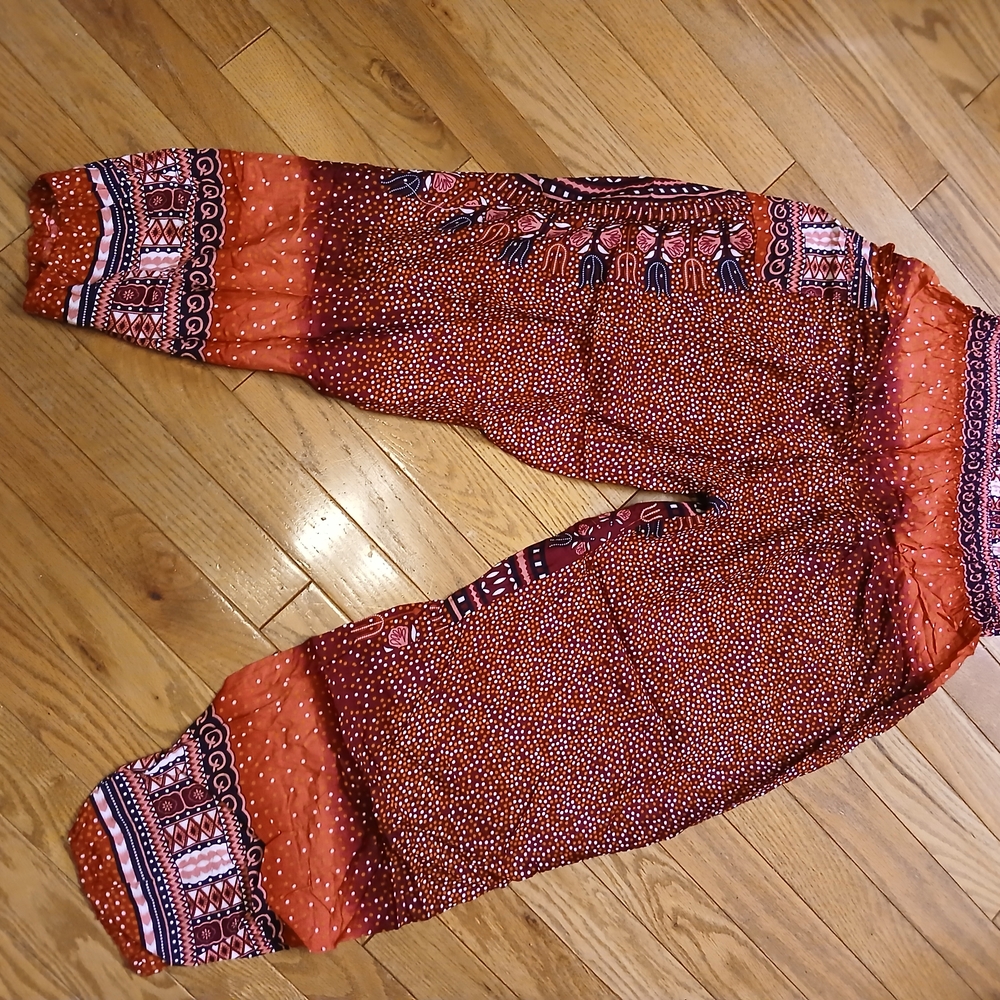 Bohemian Red Patterned Pants